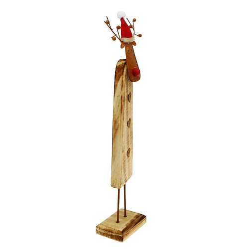 Floristik24 Rentier mit Mütze Holz Natur 32cm