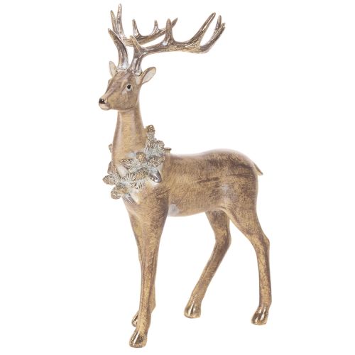 Dekofigur Hirsch aus Polyresin 41cm gold-silber mit Tannenzapfen online kaufen | Floristik24.ch