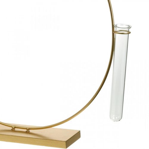 Floristik24 Dekoring mit Ständer und Reagenzglas Metallring Golden Ø35cm