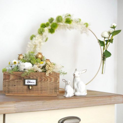 Floristik24 Dekoring mit Ständer und Reagenzglas Metallring Golden Ø35cm