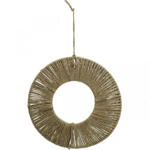Floristik24 Ring bespannt, Sommerdeko, Dekoring zum Aufhängen, Boho-Stil Naturfarben, Silbern Ø29,5cm