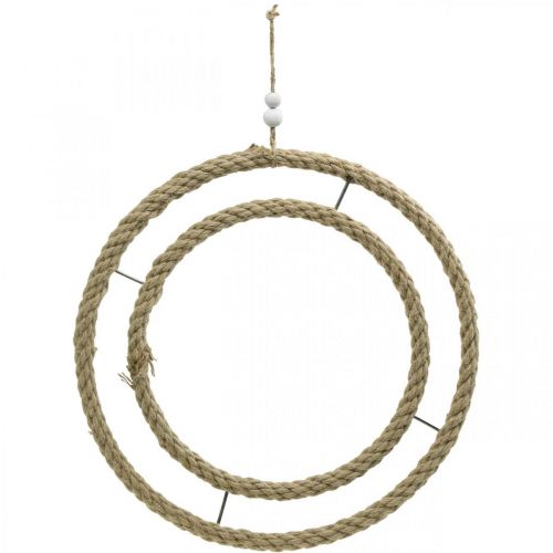 Artikel Doppel-Dekoring Boho-Stil, Wanddeko & Fensterschmuck, Jute Metall-Ring Naturfarben Silber Ø41cm