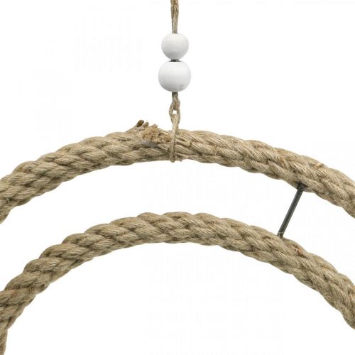 Artikel Doppel-Dekoring Boho-Stil, Wanddeko & Fensterschmuck, Jute Metall-Ring Naturfarben Silber Ø41cm