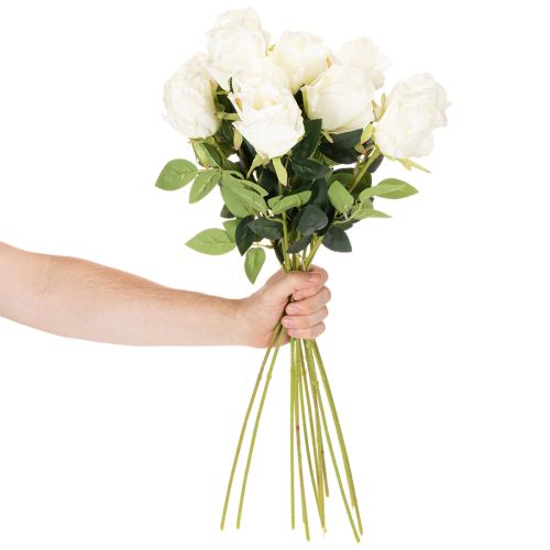Künstliche Rosen Weiss mit langem Stiel 62 cm im 12er-Set | Floristik24.ch