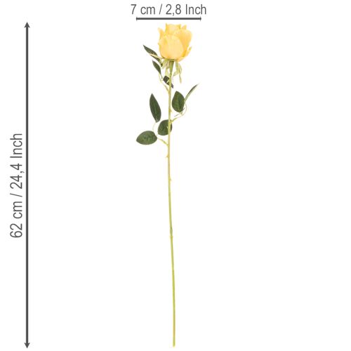 Künstliche gelbe Rosen 62 cm Kunstblumen mit langem Stiel 12er-Set | Floristik24.ch