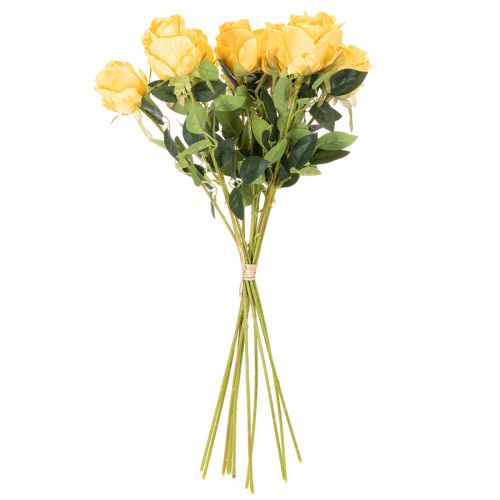 Künstliche gelbe Rosen 62 cm Kunstblumen mit langem Stiel 12er-Set | Floristik24.ch