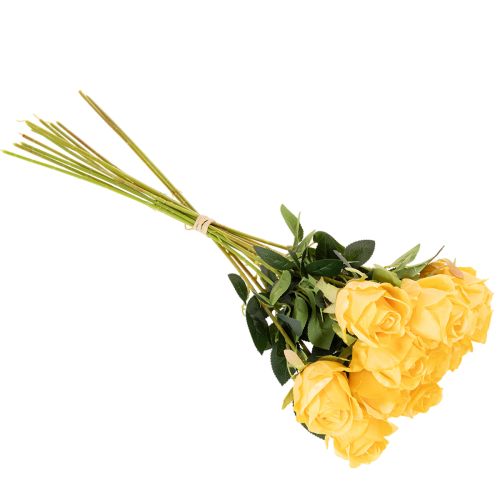 Künstliche gelbe Rosen 62 cm Kunstblumen mit langem Stiel 12er-Set | Floristik24.ch