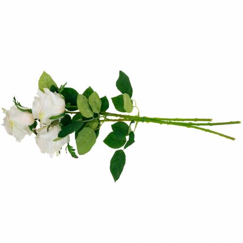 Floristik24 Weiße Rose am Stiel, Seidenblume, künstliche Rose 3St