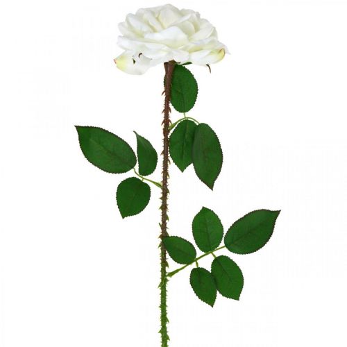 Artikel Weiße Rose, Kunst-Rose am Stiel, Seidenblume, künstliche Rose L72cm Ø13cm