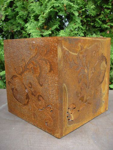 Floristik24 Barockwürfel aus rostigem Metall, 33 cm x 33 cm