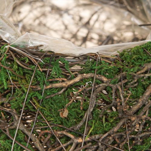 Artikel Runde Pflanzschale aus Reben mit Moos und Folie zur Dekoration