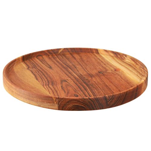 Rundes Tablett aus Holz Akazie Natur Geölt Ø30cm H2,5cm