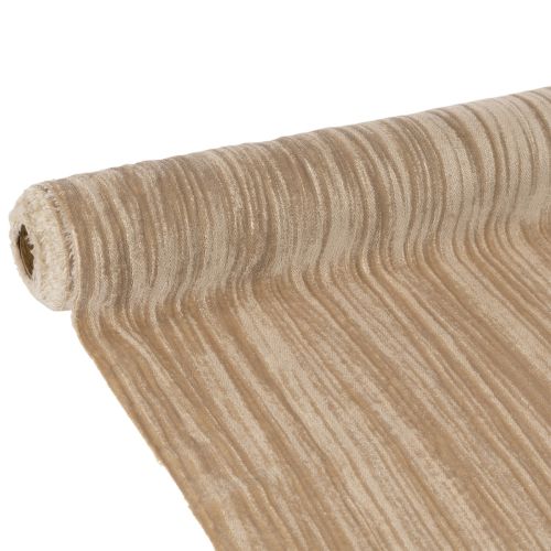 Tischläufer Crushed Velvet Beige Polyester 25 cm x 2 m