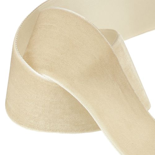 Floristik24 Samtband Dekoband Samt Geschenkband Beige 40mm 8m