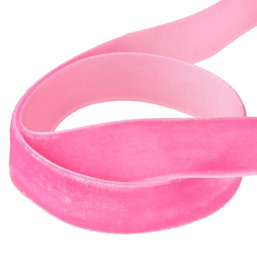 Artikel Samtband Rosa Dekoband Velvet Band Pink 20mm 10m