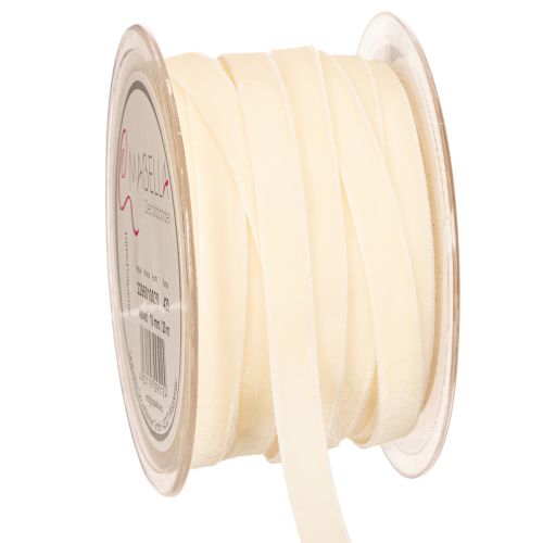 Samtband Creme 10mm auf Rolle 20m aus Polyamid für Basteln und Dekoration