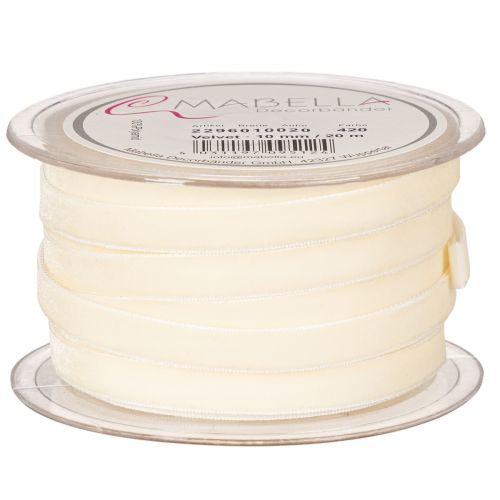Samtband Creme 10mm auf Rolle 20m aus Polyamid für Basteln und Dekoration | Floristik24.ch