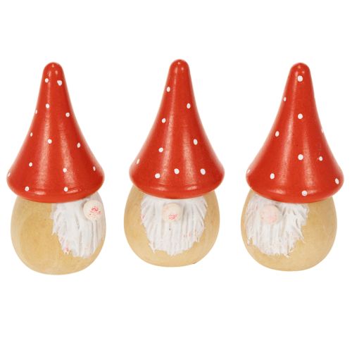 Mini-Wichtelfiguren aus Holz, 10 cm, Rot-Weiss, 6er-Set, Tisch- und Wohnraumdekoration