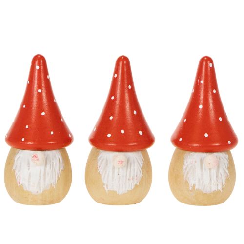 Mini-Wichtelfiguren aus Holz, 10 cm, Rot-Weiss, 6er-Set, Tisch- und Wohnraumdekoration | Floristik24.ch