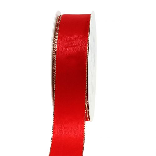 Floristik24 Satinband Rot mit Goldkante 40mm 40m