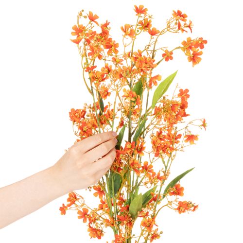 Artikel Kunstblume Orchideenzweig 110cm Orange Set aus 3 Stück für Dekoration