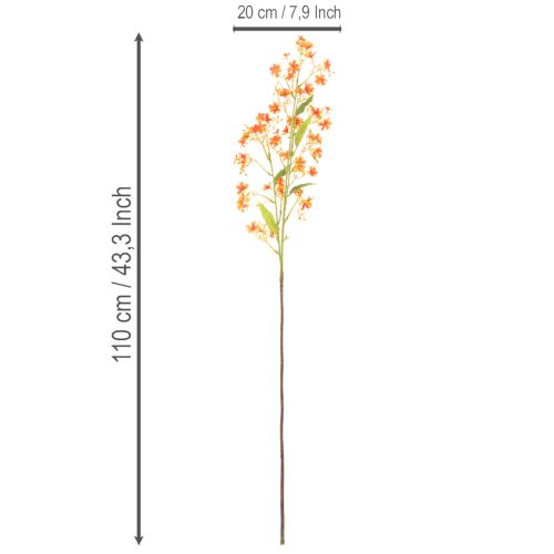 Kunstblume Orchideenzweig 110cm Orange Set aus 3 Stück für Dekoration | Floristik24.ch