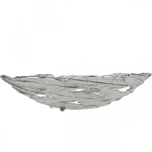 Artikel Dekoschale Silber Metallschale Federn Ø37cm H9cm