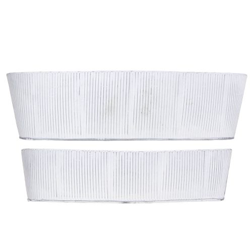 Artikel Schale Oval Metall in Weiß Silber 32,5cm/37cm Set 2St