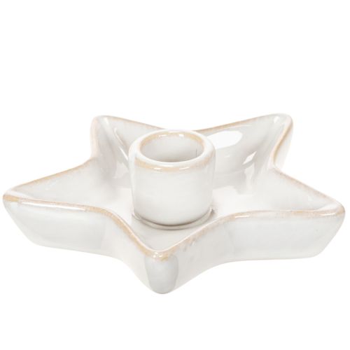 Kerzenhalter Stern aus Keramik Weiss für Stabkerzen 12 cm 2er-Set | Floristik24.ch