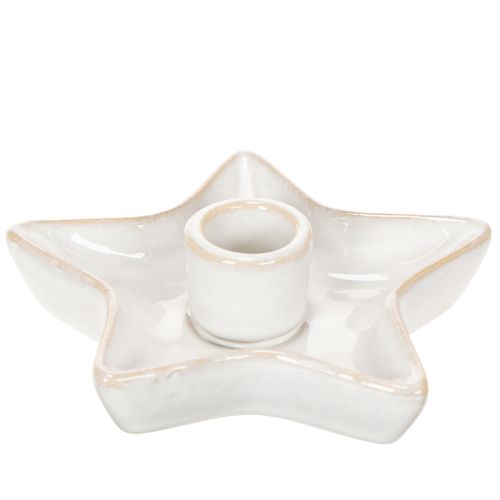 Kerzenhalter Stern aus Keramik Weiss für Stabkerzen 12 cm 2er-Set | Floristik24.ch