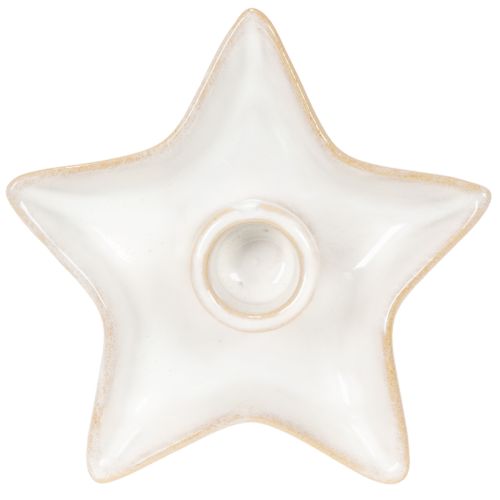 Kerzenhalter Stern aus Keramik Weiss für Stabkerzen 12 cm 2er-Set | Floristik24.ch