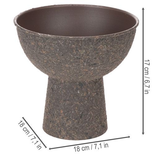 Runde Pflanzenschale aus Metall mit Sockel 18 cm Braun Anthrazit | Floristik24.ch