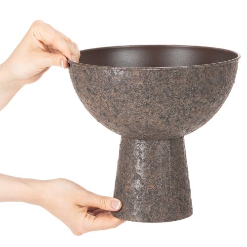 Pflanzschale auf Fuss aus Metall 25 cm in Braun | Floristik24.ch