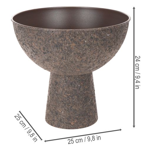 Pflanzschale auf Fuss aus Metall 25 cm in Braun | Floristik24.ch