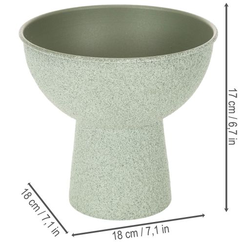 Pflanzschale aus Metall auf hohem Fuss rund Hellgrün 18cm | Floristik24.ch