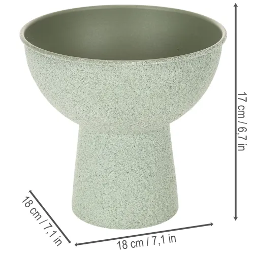Pflanzschale aus Metall auf hohem Fuss rund Hellgrün 18cm | Floristik24.ch