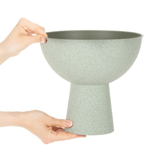 Schale mit Standfuss aus Metall 25 cm in graugrüner Granitoptik für Innenräume | Floristik24.ch