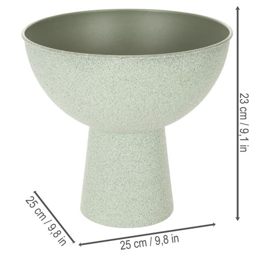 Schale mit Standfuss aus Metall 25 cm in graugrüner Granitoptik für Innenräume | Floristik24.ch