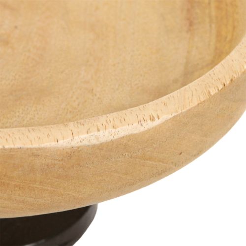 Artikel Schale mit Fuß Holz Metall Natur Schwarz Ø20cm H10cm