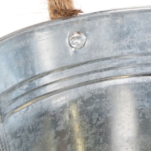 Ovale Schale aus Zink mit Seilgriffen 35 x 21,5 x 11,5 cm silbrig glänzend | Floristik24.ch