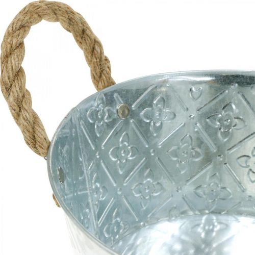 Dekoschale Silber mit Griffen Metall Pflanzschale Pflanzkübel Ø21cm | Floristik24.ch