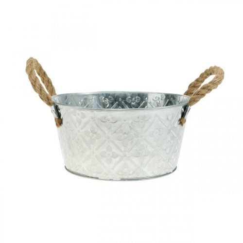 Floristik24 Pflanzschale, Metalltopf mit Blumenmuster, Blumentopf mit Henkeln Ø18cm