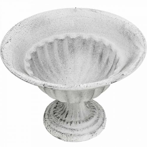 Floristik24 Pokal Schale Weiß Deko Pokal Metall Kelch Ø16cm H11,5cm
