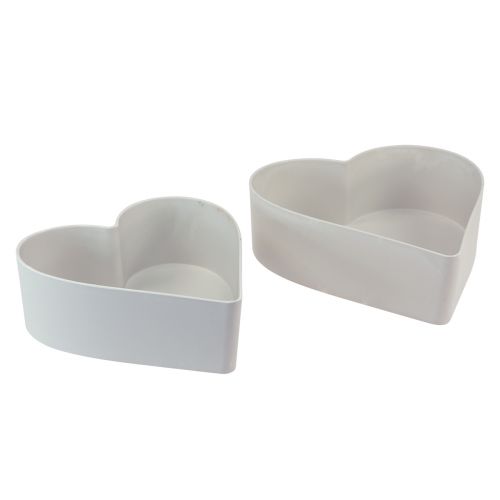 Floristik24 Schale Herz Plastik Dekoschale Weißgrau 24/21cm 2er-Set