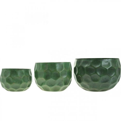 Artikel Deko Schale Metall Grün Vintage Übertopf Ø25/20,5/16,5cm 3er-Set