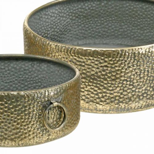 Artikel Deko-Schale Antik Look Metall Übertopf Golden Ø37/31cm 2er-Set