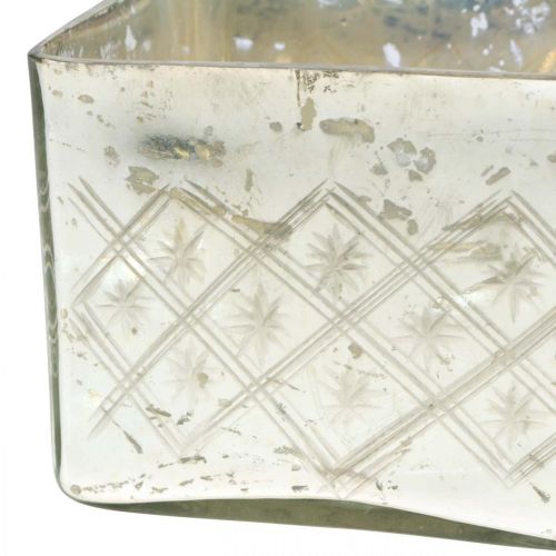 Floristik24 Glasdose mit Deckel Shabby Glasdeko Champagner 14×14×14,5cm