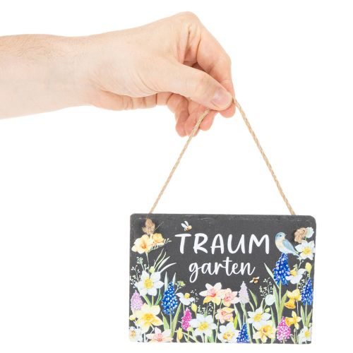 Gartenschild aus Schiefer mit Blumenmotiv 15cm für den Innenbereich | Floristik24.ch
