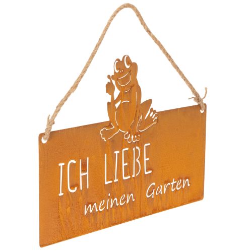Schild aus Metall mit Spruch "Ich liebe meinen Garten", 38 cm, Edelrost, Froschmotiv online kaufen | Floristik24.ch