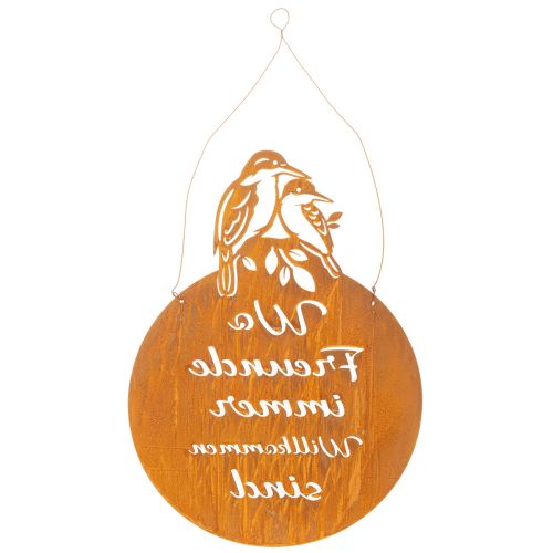 Schild aus Metall mit Spruch und Vogelmotiv – Rostoptik, 30×40 cm, für Innen- und Aussenbereich | Floristik24.ch
